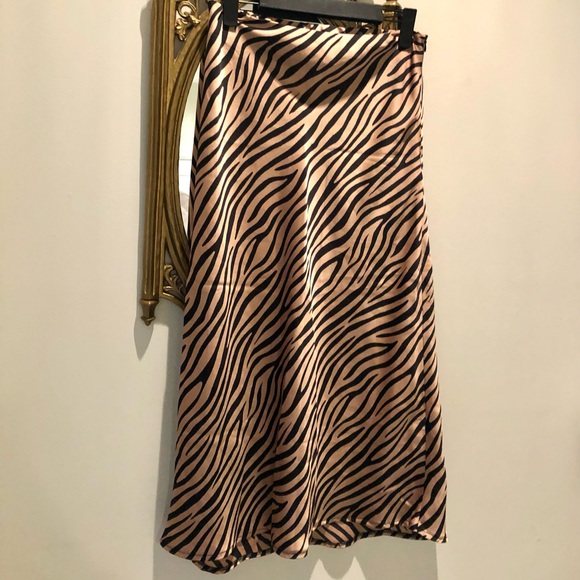 Zebra Print Satin Skirt - Picture 2 of 4